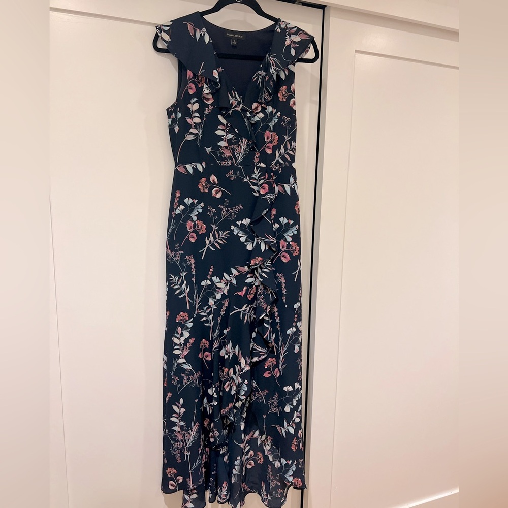 Banana Republic Floral Maxi Dress in Navy and Pink